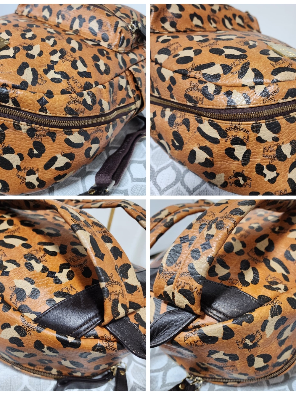 MCM Leopard Print Backpack Brown/Black - Picture 13 of 16